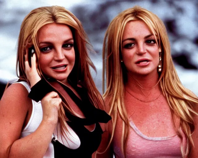 Image similar to britney spears as lindsay lohan and lindsay lohan in the parent trap, 1998, cdx