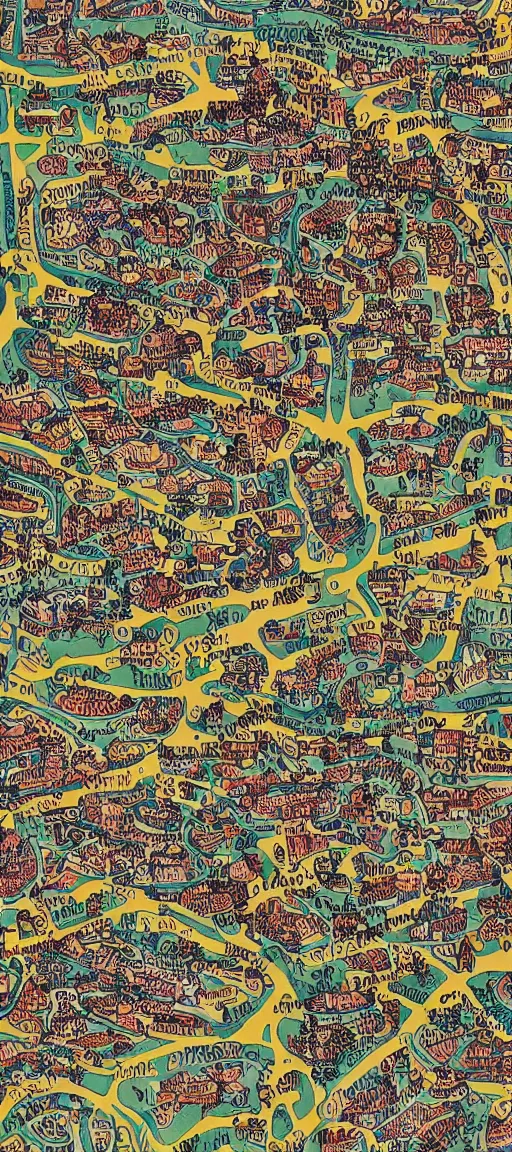 Prompt: a beautiful cartography map of halloween town :: intricate, highly detailed, detailed cartography, terrain cartography, dull colors, muted colors,