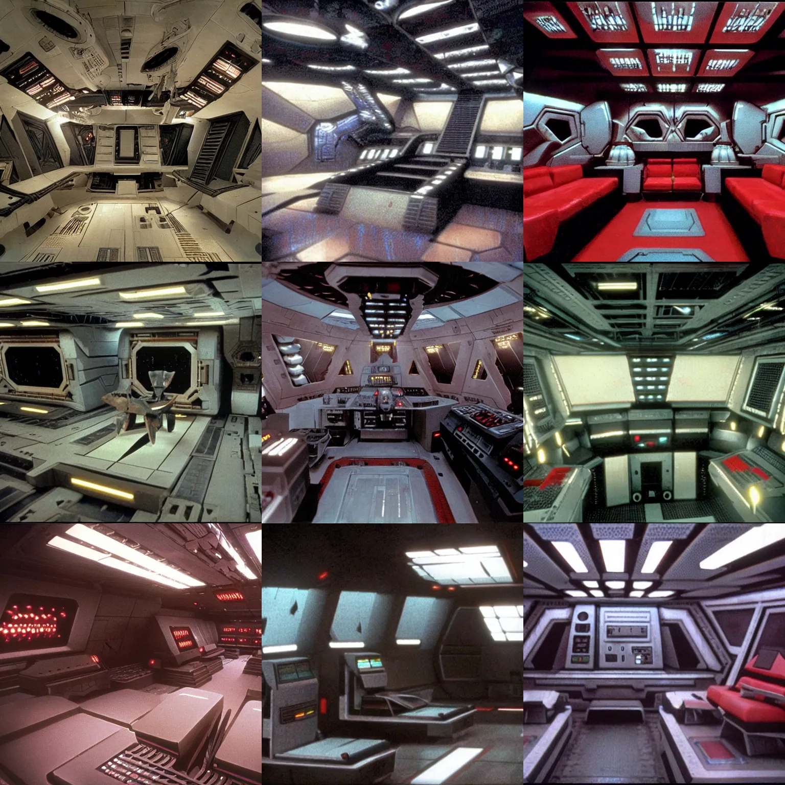 Prompt: an interior shot of a predator yautja spaceship, predator 2, in the style of lawrence g. paull production design