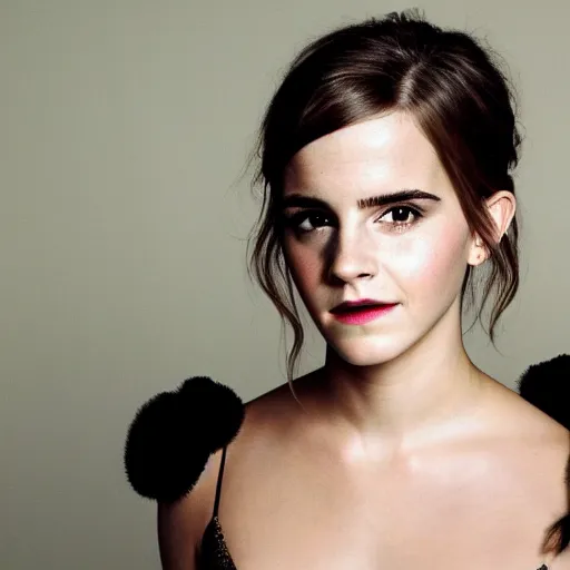 Prompt: wide angle portrait of emma watson background is disney's brother bear
