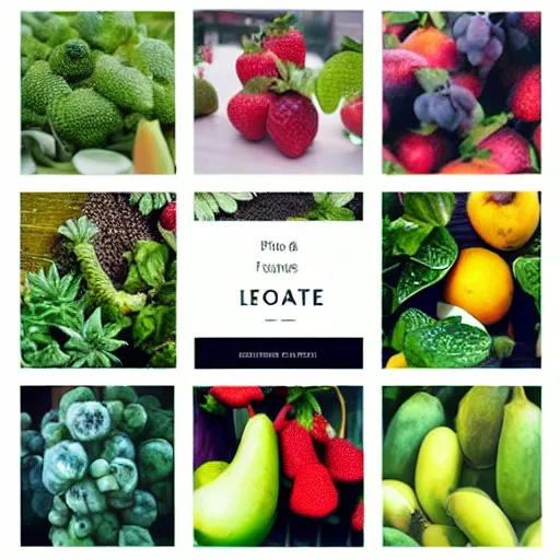 Prompt: instagram template frame made by plants and fruits