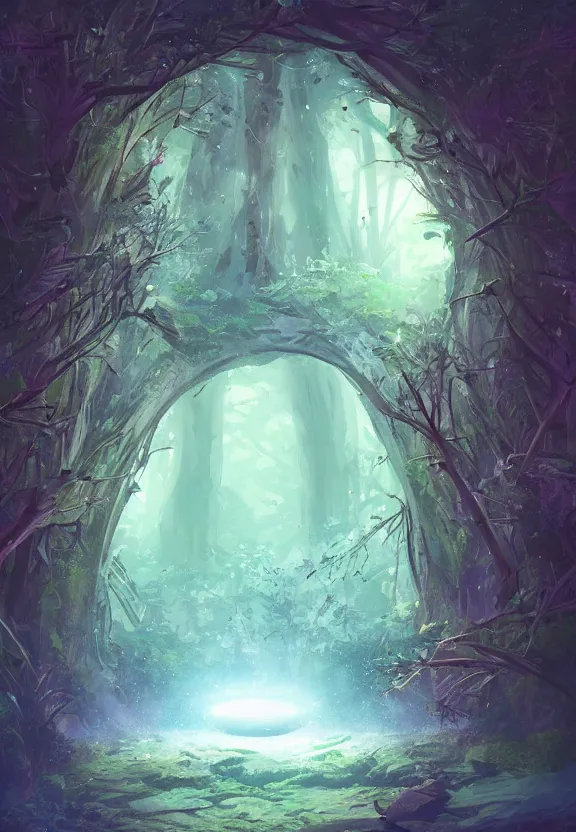 Prompt: a forest in a portal, space, galaxy, fantasy, artstation, digital art