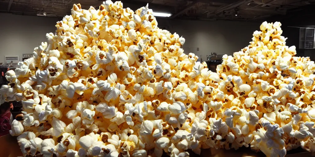 Prompt: Giant popcorn mountain