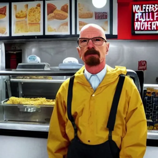 Prompt: Walter White working at Los Pollos Hermanos