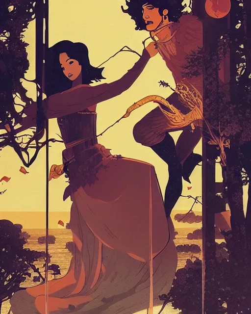 Image similar to the lovers tarot card, beautiful, cinematic, dramatic, super detailed and intricate, by koson ohara, by darwyn cooke, by greg rutkowski, by satoshi kon