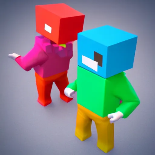 Image similar to high quality 3d render of dancing block figures looking like roblox figures, bright and fun colors, octane render, trending on artstation