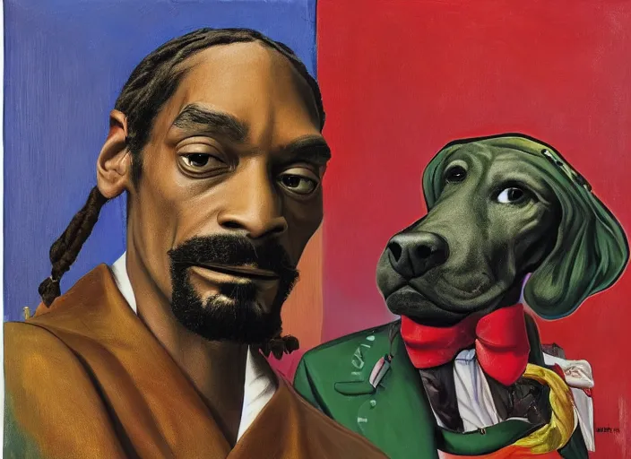 Image similar to a full portrait of snoop dogg, painting by max ernst