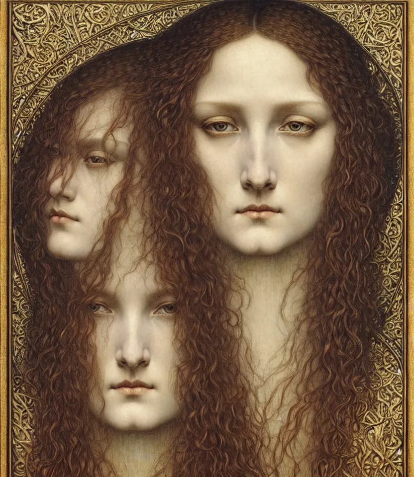 Image similar to detailed realistic beautiful young medieval queen face portrait by jean delville, gustave dore and marco mazzoni, art nouveau, symbolist, visionary, gothic, pre - raphaelite. horizontal symmetry