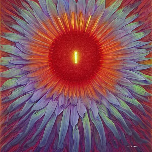 Prompt: Chrysanthemum supernova by Wojciech Siudmak, Vladimir Kush Ernst Fuchs, oil on matte canvas, backlite