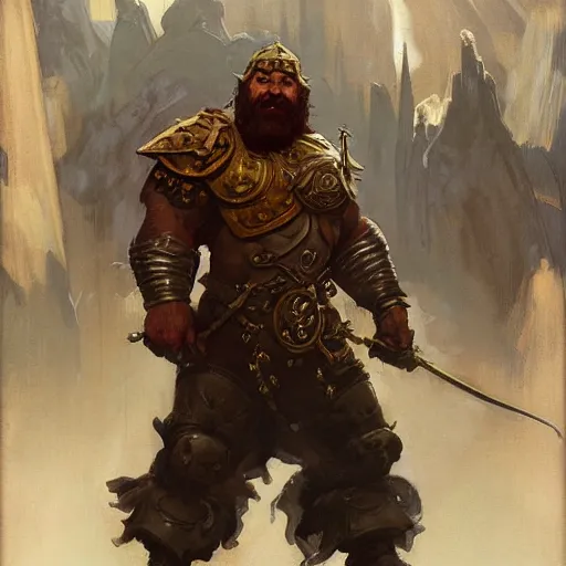 Image similar to A dwarven warrior, art by Craig Mullins, Simon Bisley, Gregory Manchess, Fernanda Suarez, Artem Demura, Alphonse Mucha, Donato Giancola, trending on artstation, digital art