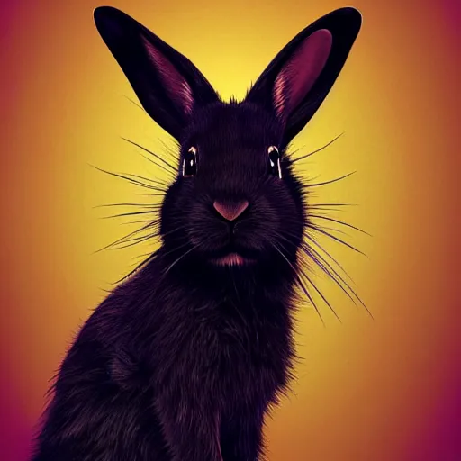 Image similar to cute black rabbit portrait, gradient background, fantasy art, concept, art, computer art, high detail, 4 k