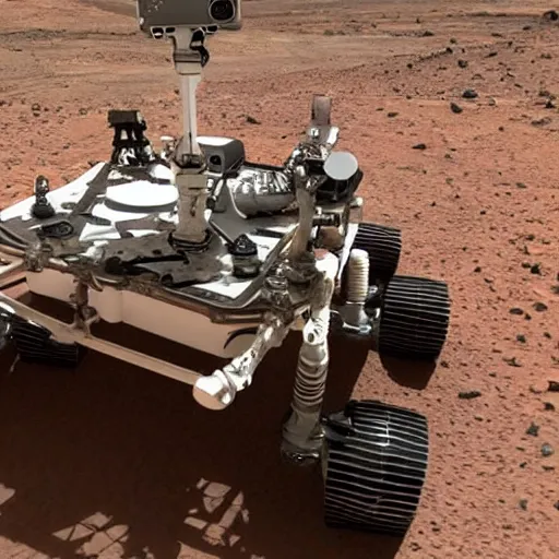 Prompt: show me an alien already mars rover footage