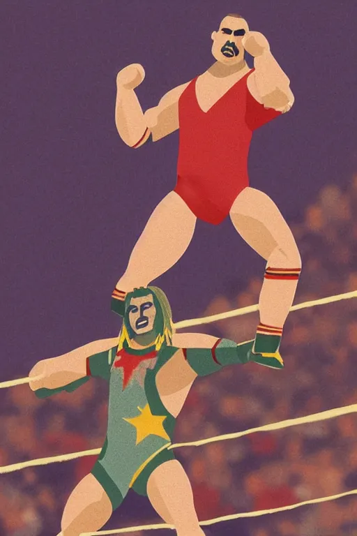 Image similar to detailed illustration, anthony albanese as a 1 9 8 0 s wrestling action figure