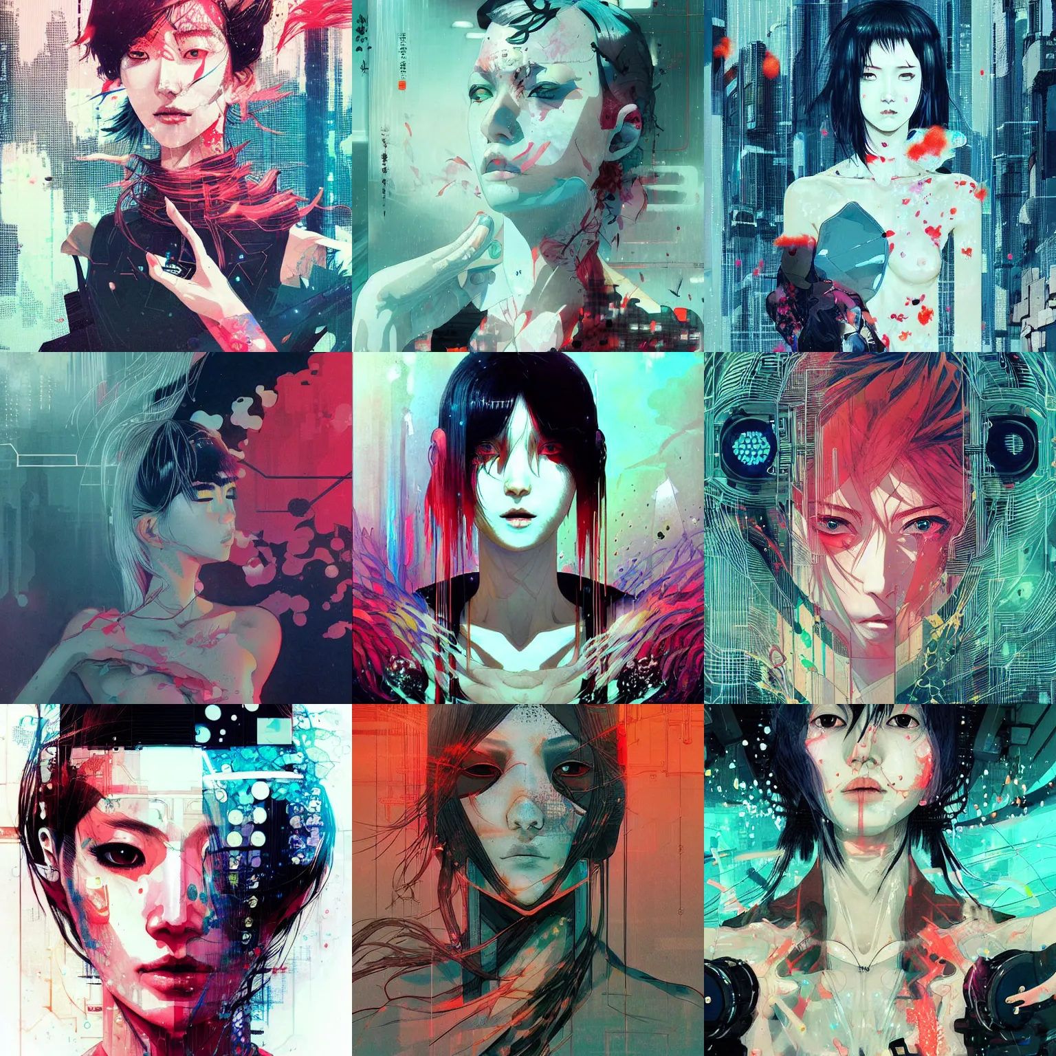 Prompt: hoyeon jung emerging from ethereal water in cyberpunk theme by conrad roset, takato yomamoto, jesper ejsing, rule of thirds, seductive look, beautiful