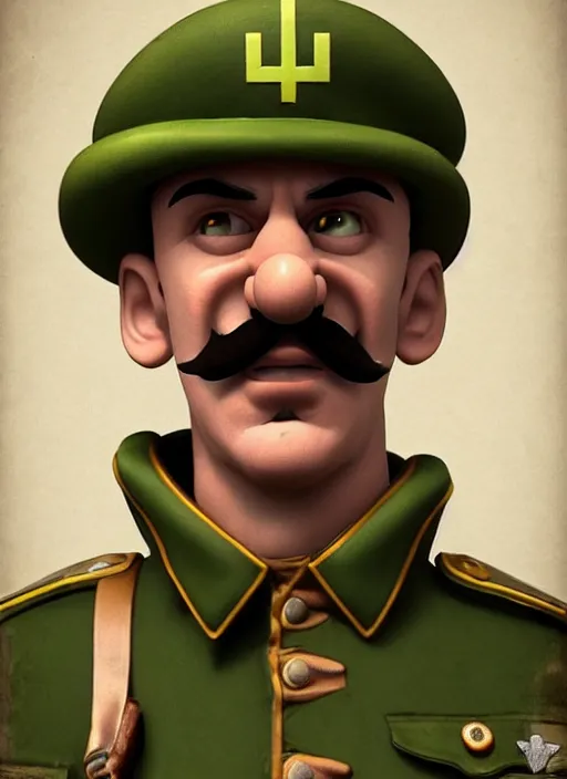 Image similar to luigi as ww 1 soldier, ultra detailed, trending on artstation, concept art, octane render, unreal engine,