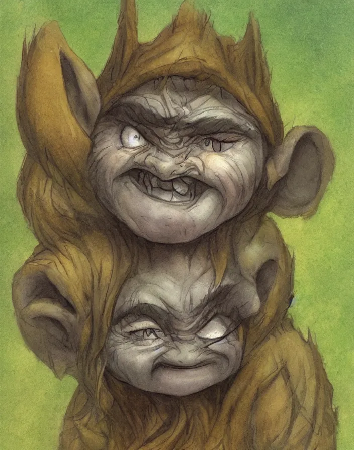 Image similar to cute little troll, in the style of Tony Diterlizzi and Brian Froud, painterly