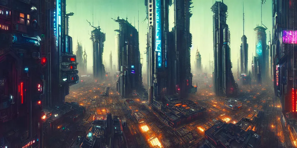 Image similar to cyberpunk city, highly detailed, painting by otto dix and greg rutkowski, 8 k