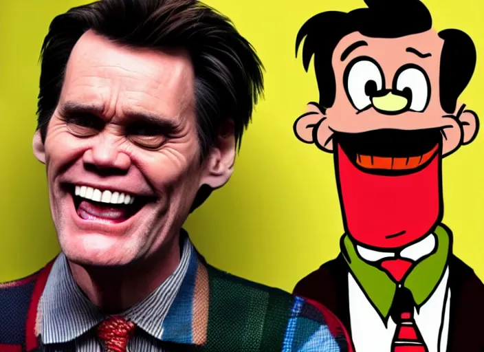 Image similar to jim carrey in the style of cuphead