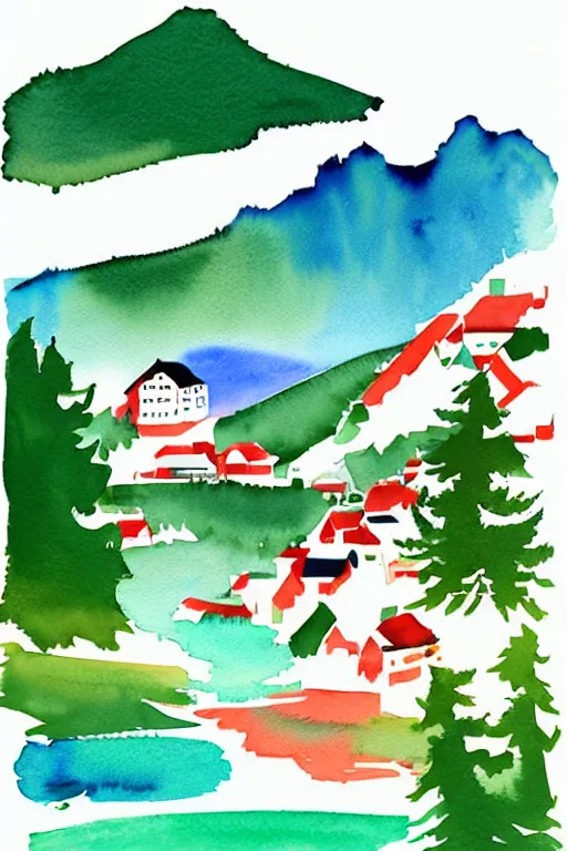 Image similar to minimalist watercolor art of switzerland, illustration, vector art