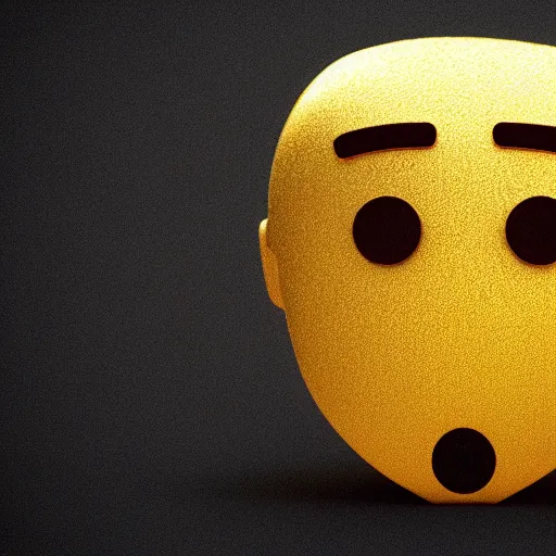 Image similar to sad golden emoji, full head shot, trending on artstation, octane render, insanely detailed, 8 k, hd