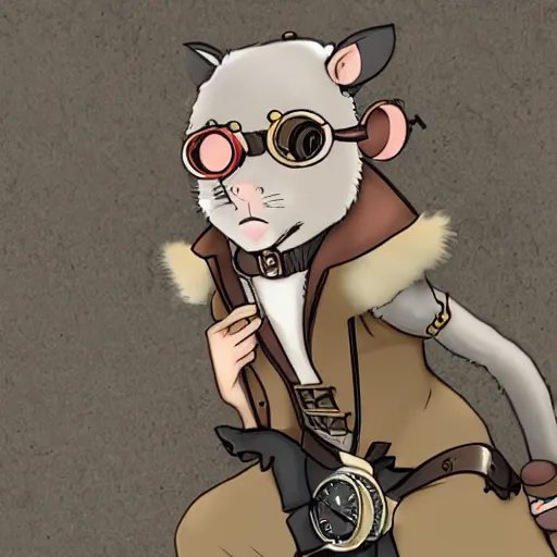 Prompt: a rat with steampunk googles, by Wit Studio