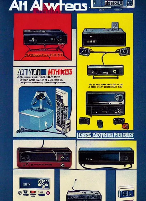 Prompt: a 1 9 8 4 magazine ad for a new video game system