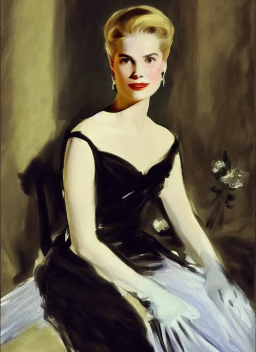 Prompt: portrait of grace kelly, by john singer sargent