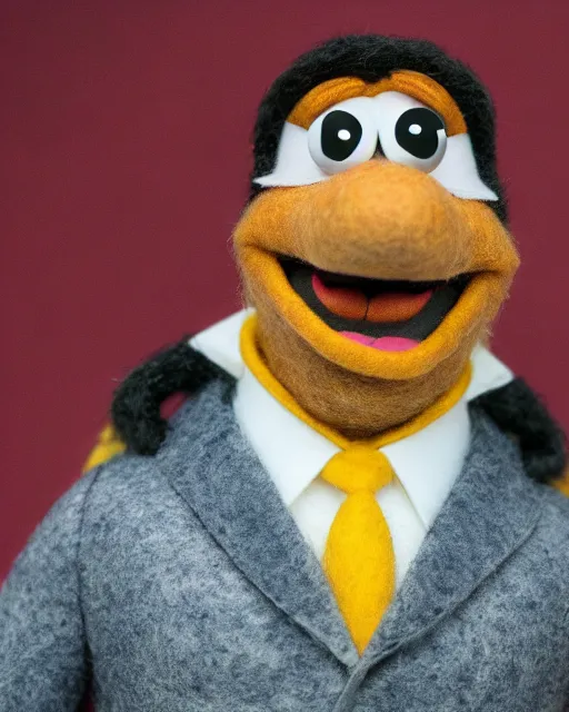 Image similar to oscar nunez as a muppet in the office. highly detailed felt. hyper real photo. 4 k.