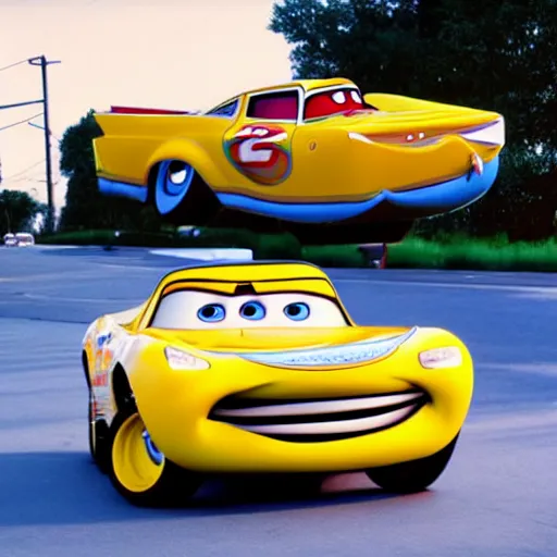 Image similar to car jesus christ chrysler as a car from cars 2, jesus, as a car from the movie pixar's cars 3, cinestill,