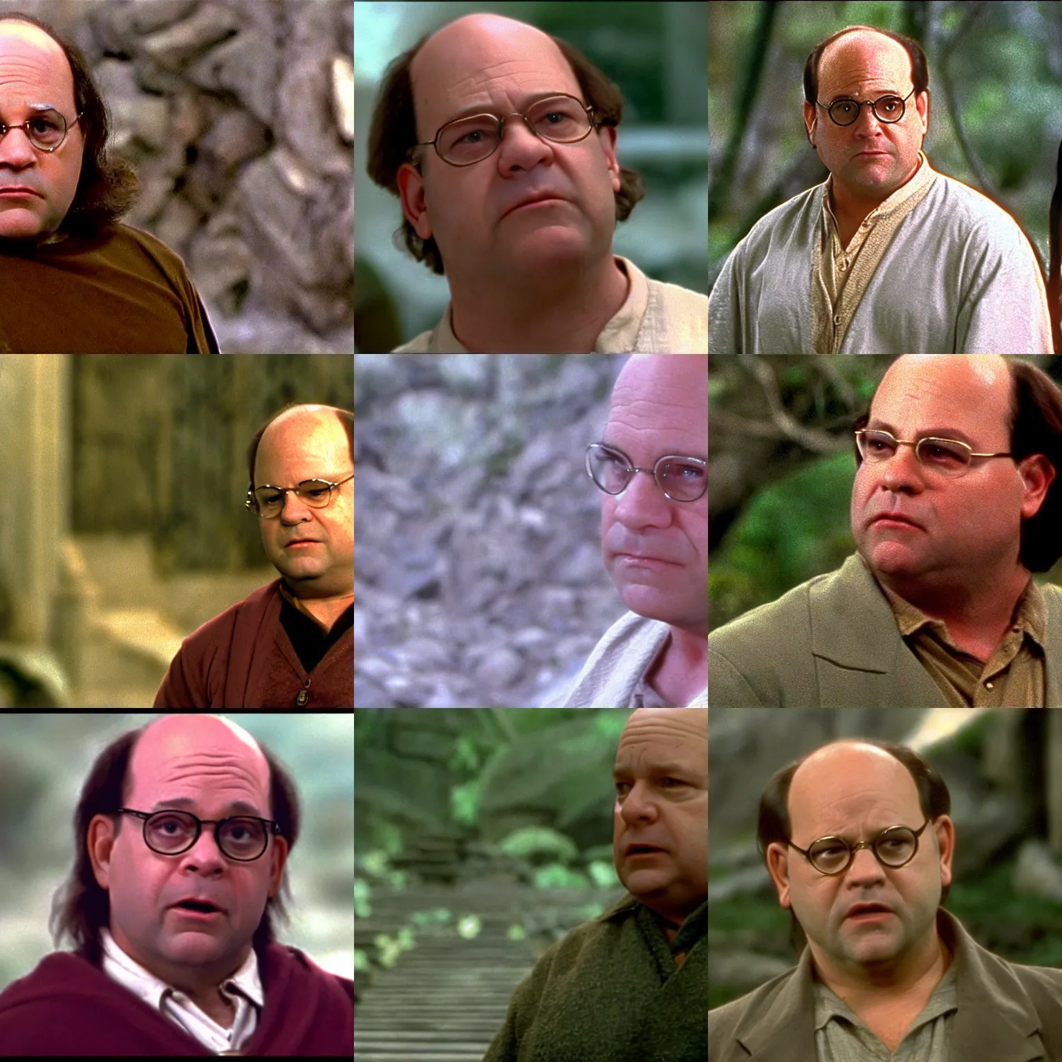 Prompt: george costanza in lord of the rings, still image from the movie, depth of field, bokeh