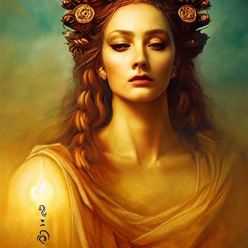 Prompt: majestic gracious regal seductive deity persephone portrait, ancient greece, atmospheric lighting, painted, ravenous, tempestuous, humble, intricate, volumetric lighting, beautiful, rich deep colours masterpiece, golden hour, golden ratio, sharp focus, ultra detailed, by leesha hannigan, ross tran, thierry doizon, kai carpenter, ignacio fernandez rios