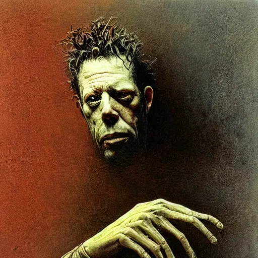 Image similar to tom waits by beksinski