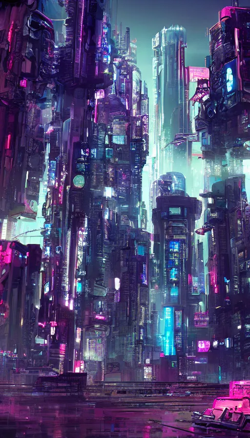 Image similar to a cyberpunk cityscape