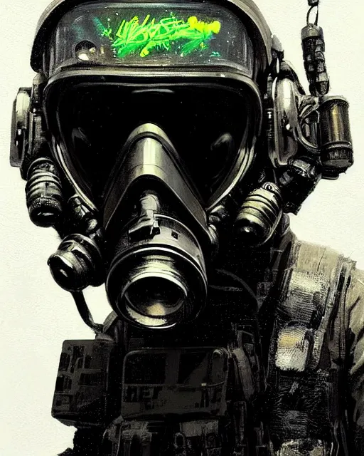 Image similar to detailed portrait neon female swat officer flying a fighter jet, cyberpunk futuristic, neon, gas mask, reflective puffy coat, decorated with traditional japanese by ismail inceoglu dragan bibin hans thoma greg rutkowski alexandros pyromallis nekro rene margitte, fire & smoke, illustrated, perfect face, fine details, realistic shaded, fine - face, pretty face