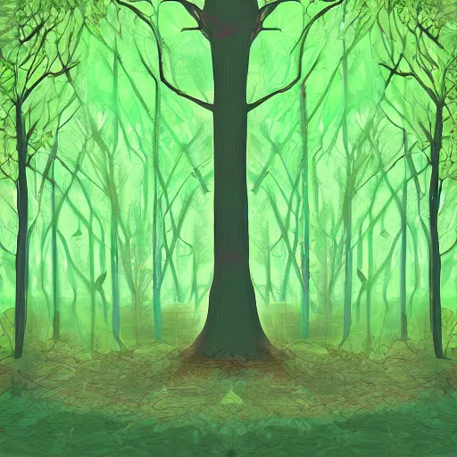Prompt: dream forest, digital art 🍃