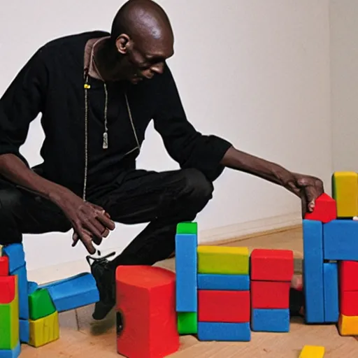 Prompt: maxi jazz playing with blocks