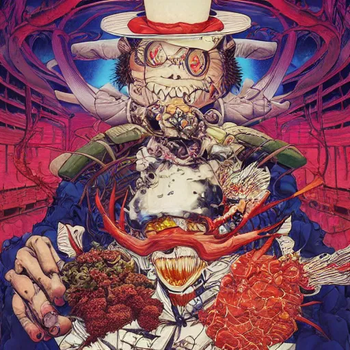 Image similar to crazy chef, by yoichi hatakenaka, masamune shirow, josan gonzales and dan mumford, ayami kojima, takato yamamoto, barclay shaw, karol bak