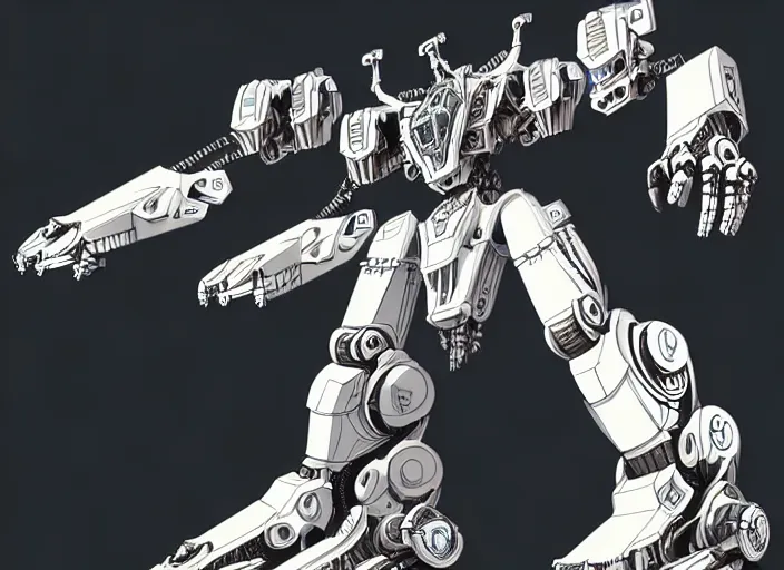 Prompt: very technical and detailed blueprint of a robot tiger, lion mecha, center frame, side view intricate details, ultra - detailed, baroque style, illustration, desaturated, concept art, in the style of zoids, voltron, horizon zero dawn