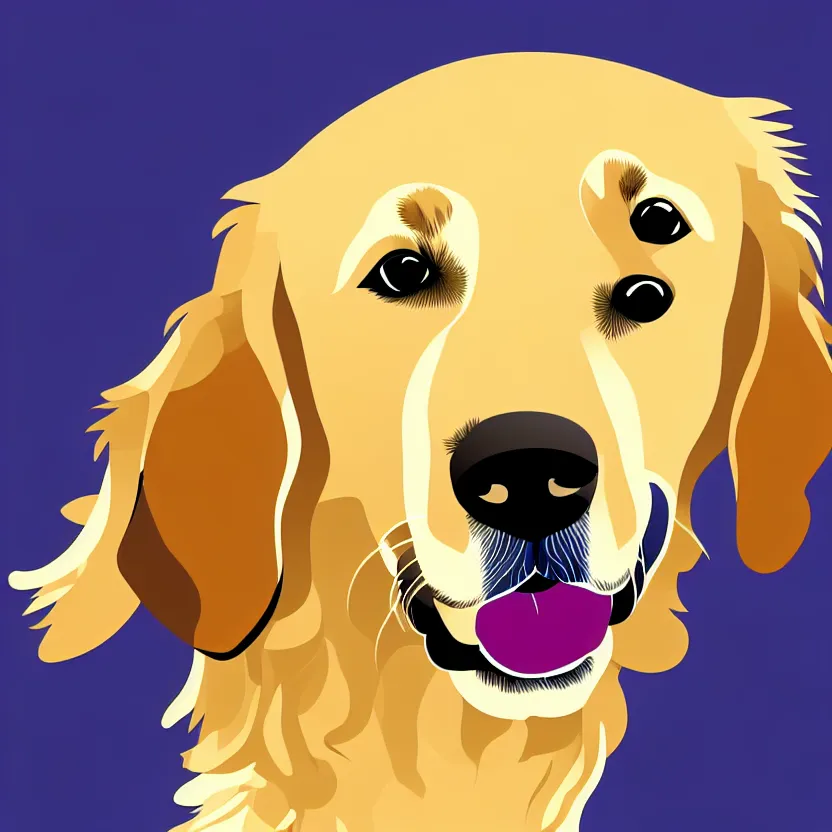 Image similar to full golden retriever portrait, white background, line cartoon, high detail