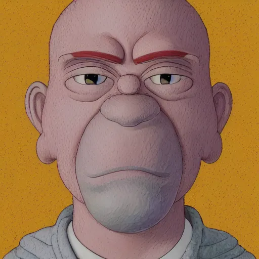 Prompt: full view of homer simpson from serial experiments lain, textured, hair, style of yoshii chie and hikari shimoda and martine johanna, highly detailed, realistic, real life
