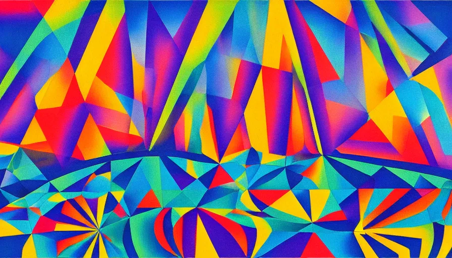 Image similar to sunset over the san francisco bay area by victor vasarely