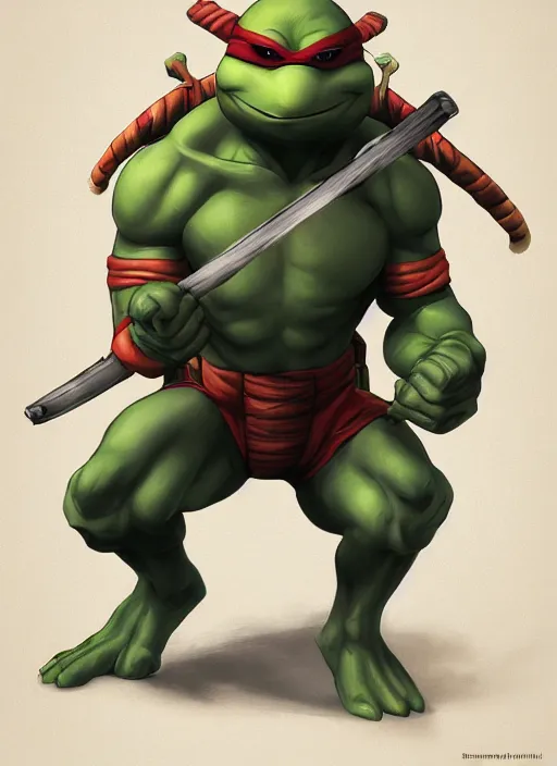 Image similar to teenage mutant ninja turtle ralph by simon bisley, au naturel, hyper detailed, digital art, trending in artstation, cinematic lighting, studio quality, smooth render, unreal engine 5 rendered, octane rendered, art style by klimt and nixeu and ian sprigger and wlop and krenz cushart