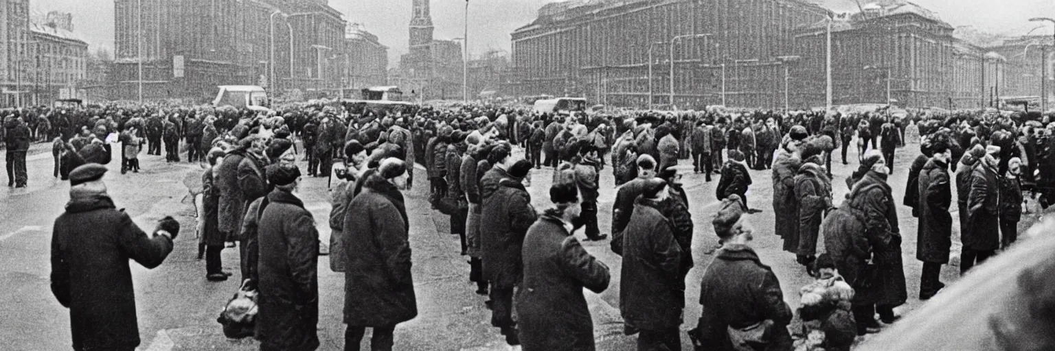 Prompt: A lot of people are standing at traffic lights and looking at their phones. soviet propaganda style