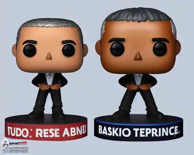 Image similar to full body 3d render of barack obama as a funko pop, packaging, studio lighting, white background, blender, trending on artstation, 8k, highly detailed