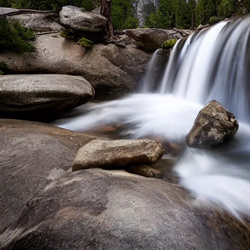 Image similar to an award - winning professional photograph of a waterfall in yosemite national park, zeiss, nikon