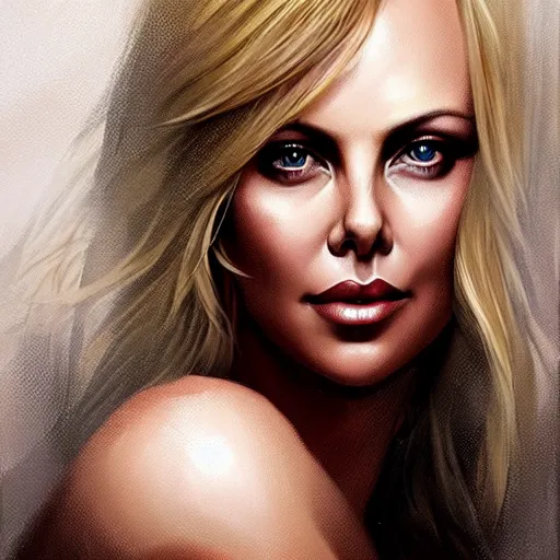 Image similar to portrait of charlize theron by charlie bowater