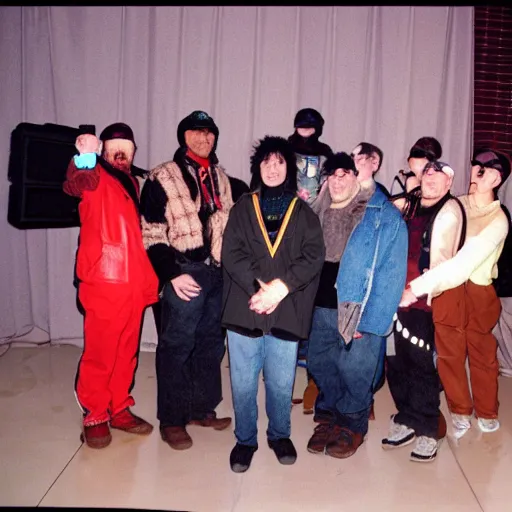 Prompt: Furfest 1998, old filming photo, award winning,