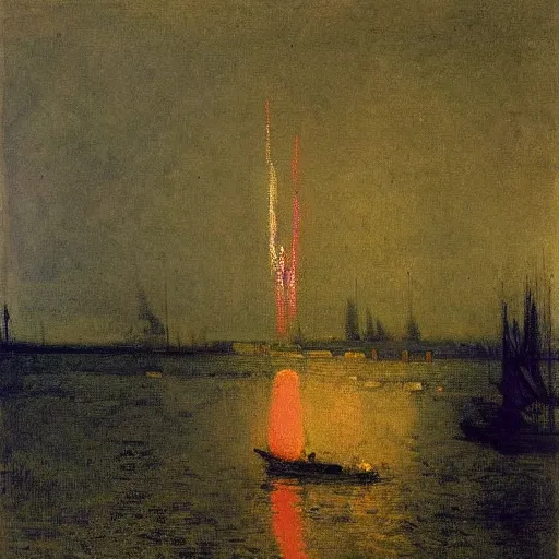 Image similar to fireworks over river by james macneill whistler