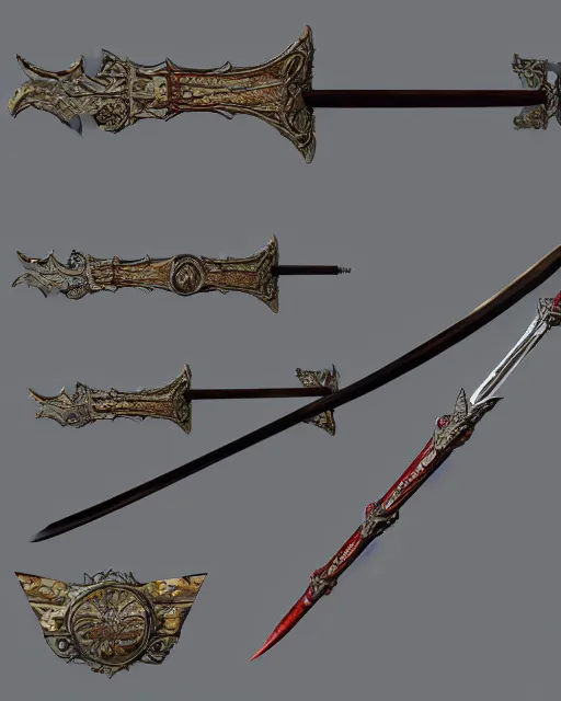 Prompt: realistic concept art of magic infused longbows weapon, mideival, detailed, 1 4 5 0, delicate, hyper realism, ultra realistic, 8 k