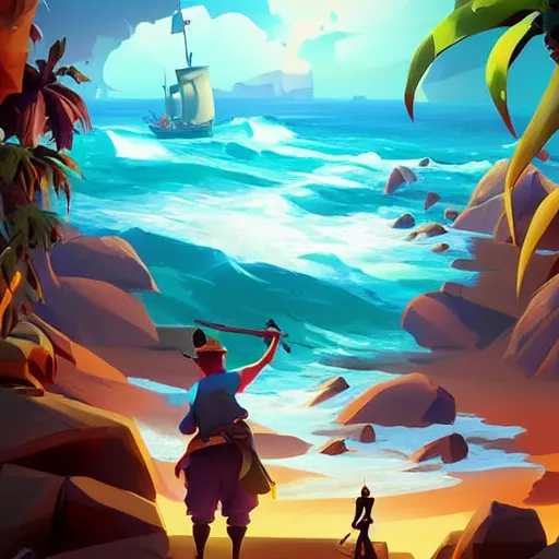 Image similar to painting treasure on sea of thieves game smooth median photoshop filter cutout vector, behance hd by jesper ejsing, by rhads, makoto shinkai and lois van baarle, ilya kuvshinov, rossdraws global illumination